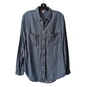 Banana Republic Lyocell Button Up Top Blue Sustainable Denim Vibes Size Medium